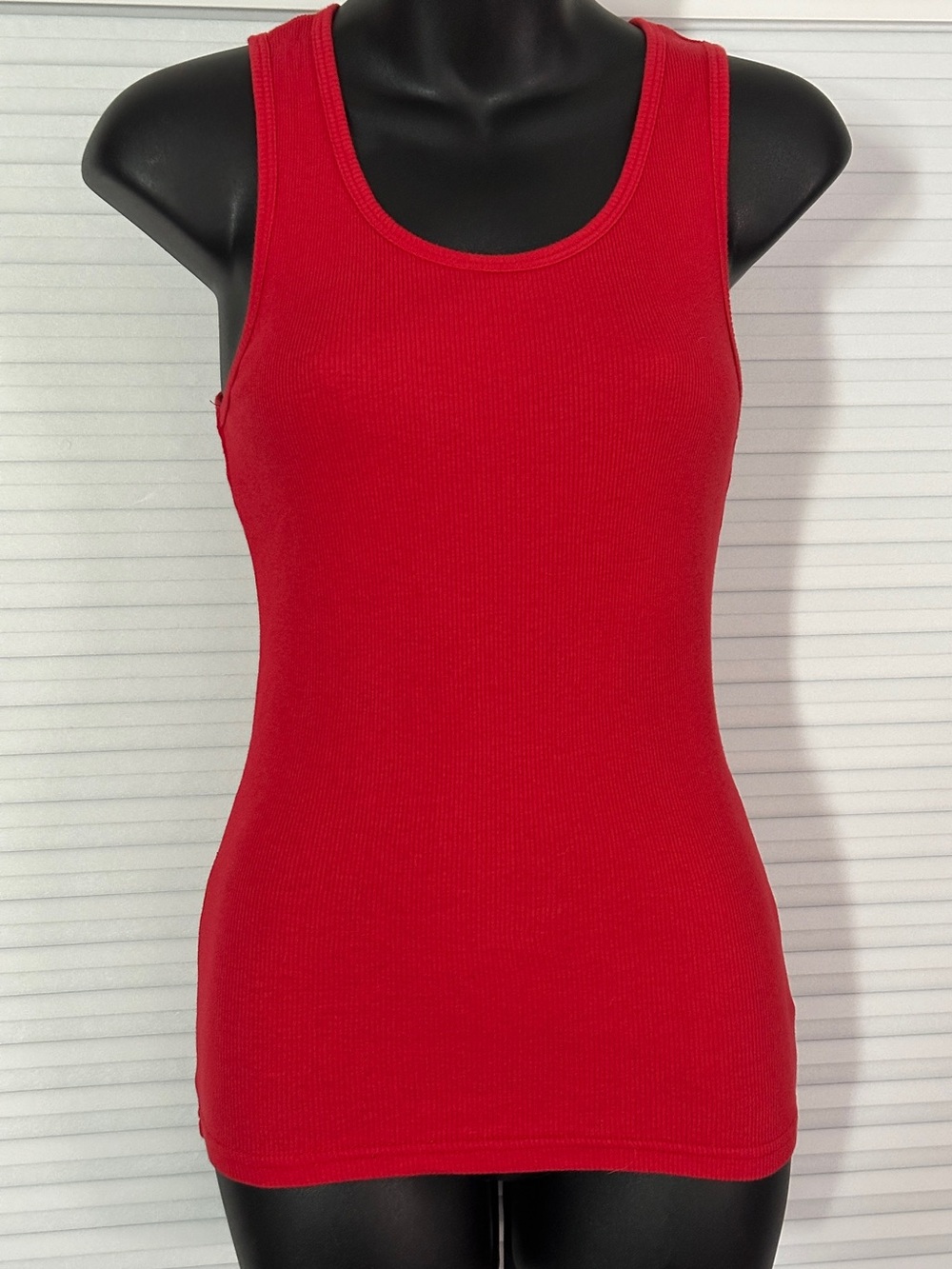 Folter Red Lace-Up Back Corset Ribbed Tank Top 100% Cotton Sz L (runs small) - Picture 5 of 8